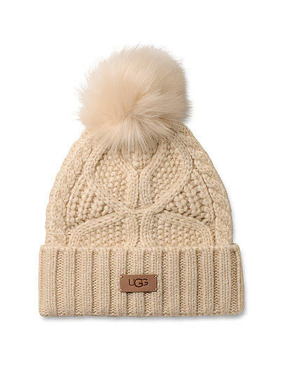 Ugg® Cable Beanie With Pom, White/ivory, One Size - Women's Hats - PINK | Victoria's Secret (US / CA )