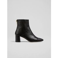 Maxine Black Leather Stitch-Detail Ankle Boots, Black | L.K. Bennett (UK)