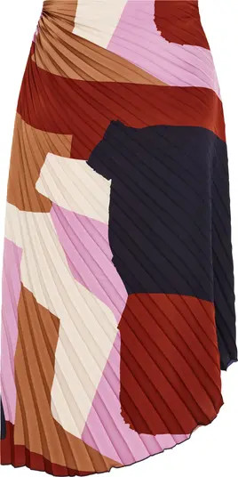 Amaya Print Pleated Satin Maxi Skirt | Nordstrom