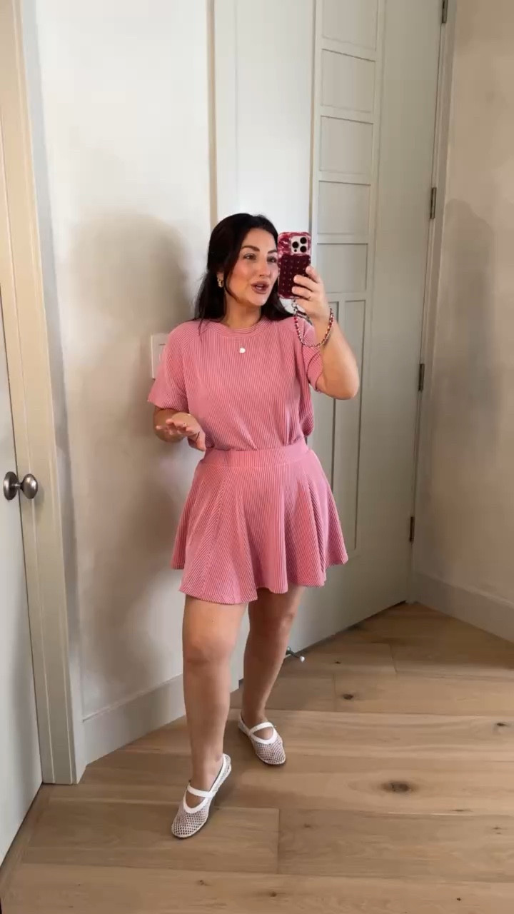 Matching set with relaxed tee and skort with built in shorts! 

Set size small (5'0" 140lbs) 
Petite friendly! 

Comfortable throw on and go outfit

#LTKootd #LTKPetite #LTKSaleAlert