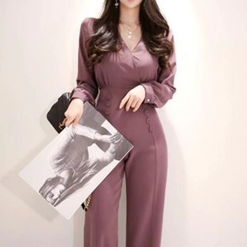 Yilda - Long-Sleeve Wide-Leg Jumpsuit | YesStyle | YesStyle Global