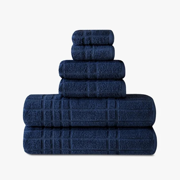 Mainstays Performance Cotton 6-Piece Bath Towel Set, Super Soft Quick Dry Fade Resistant, Texture... | Walmart (US)