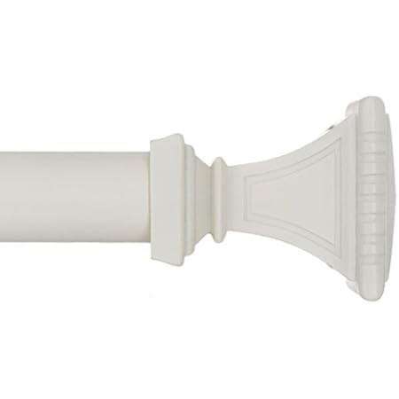 Ivilon Drapery Window Curtain Rod Set - Square Design 1 1/8 Rod. 48 to 86 Inch. Ivory / White | Amazon (US)