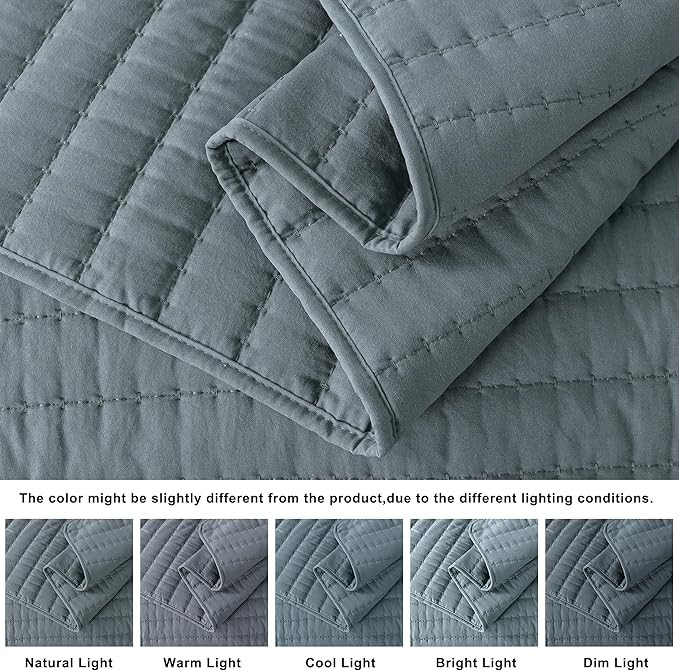 ROARINGWILD Blue Queen Size Quilt Bedding Sets with 2 Pillow Shams, Full Lightweight Soft Bedspre... | Amazon (US)