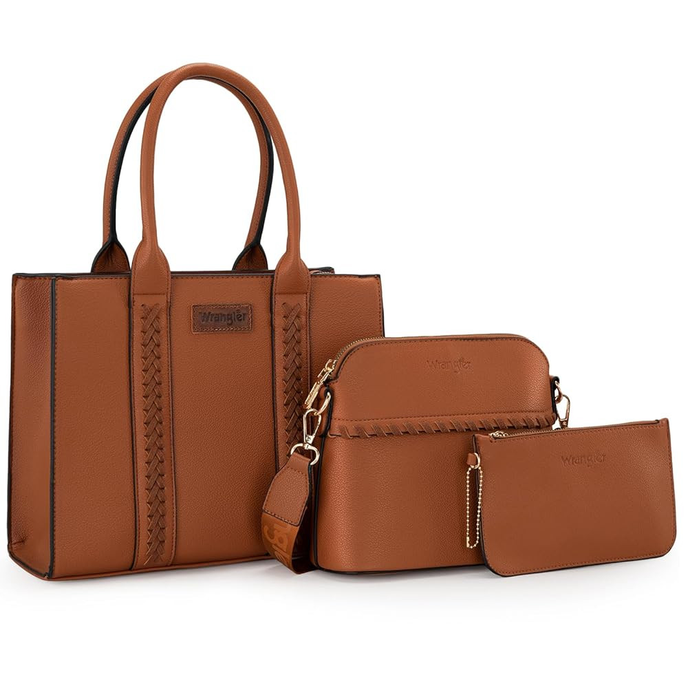 Wrangler 3Pcs Purses for Women Tote Bag Crossbody Handbag Sets with Strap | Amazon (US)
