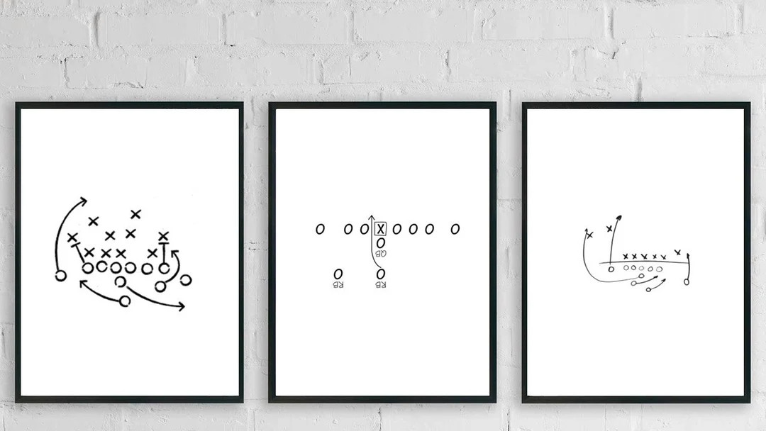 Set of 3 Football Plays, Football Print, Football Lover, Football Print Gift, Sport Art, Football... | Etsy (US)