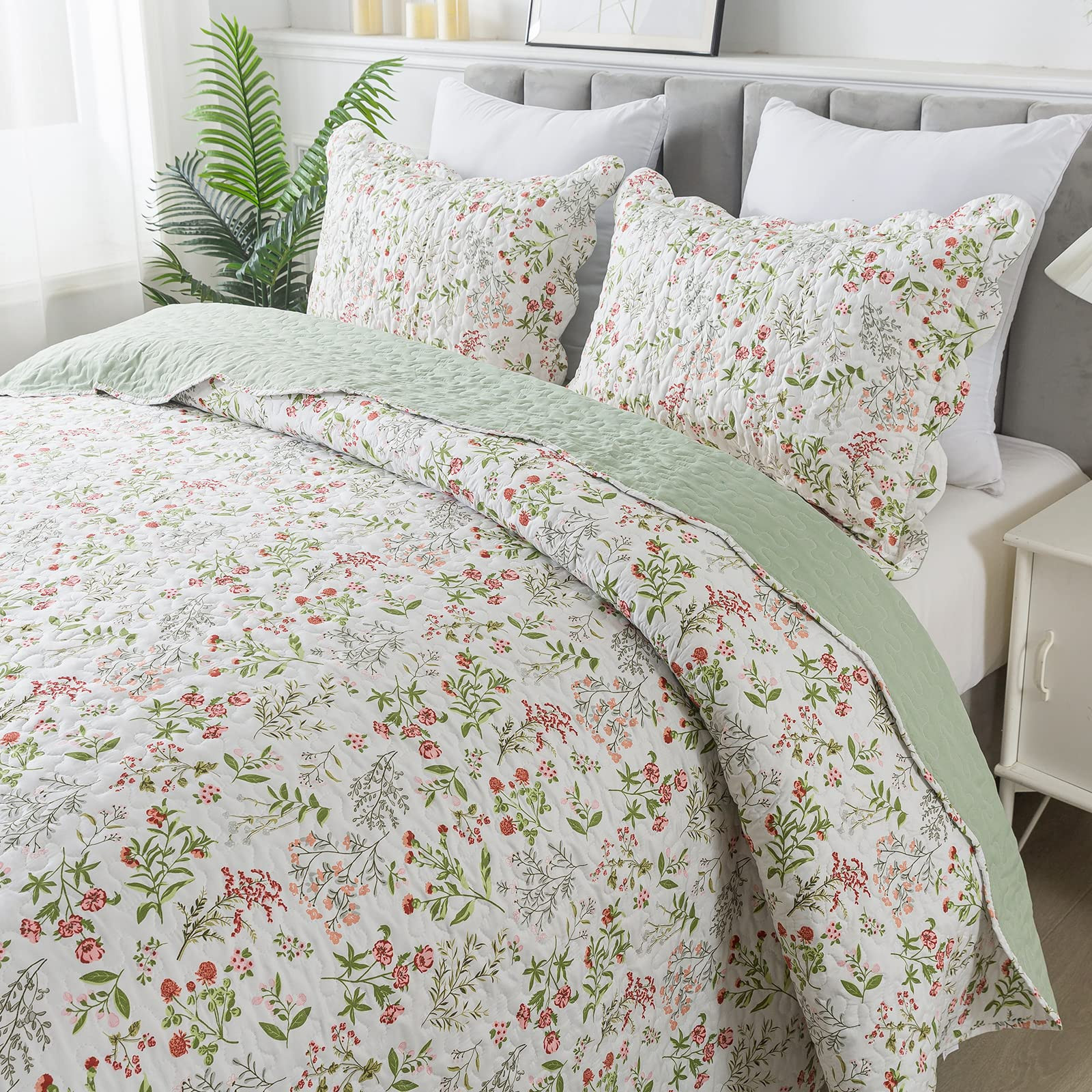 HoneiLife Queen Quilt Bedding Set - 3 Pieces Microfiber Quilt Sets Lightweight Bedspreads Reversi... | Amazon (US)