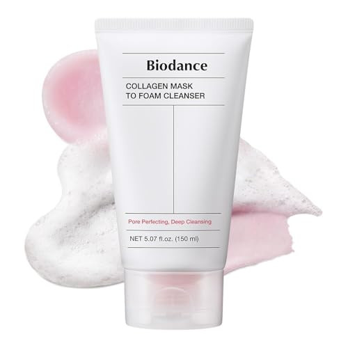 BIODANCE Collagen Mask To Foam Cleanser, 2-in-1 Pore Care and Hydrating Foaming Facial Cleanser for Sensitive Skin, Gentle Face Wash, Korean Skin Careㅣ5.07 fl. oz. (150 ml) | Amazon (US)