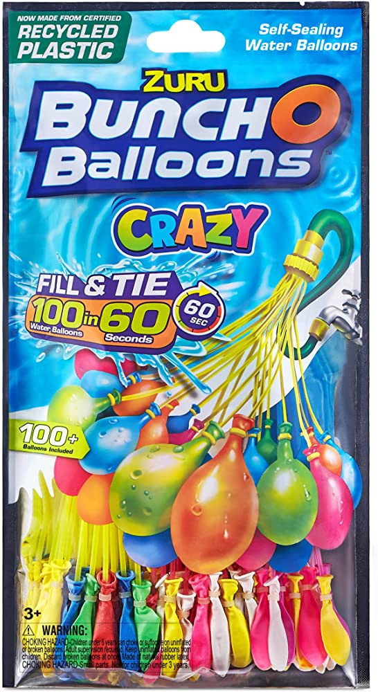 Bunch O Balloons 100 Rapid-Fill Crazy Color Water Balloons (3 Pack) | Amazon (US)