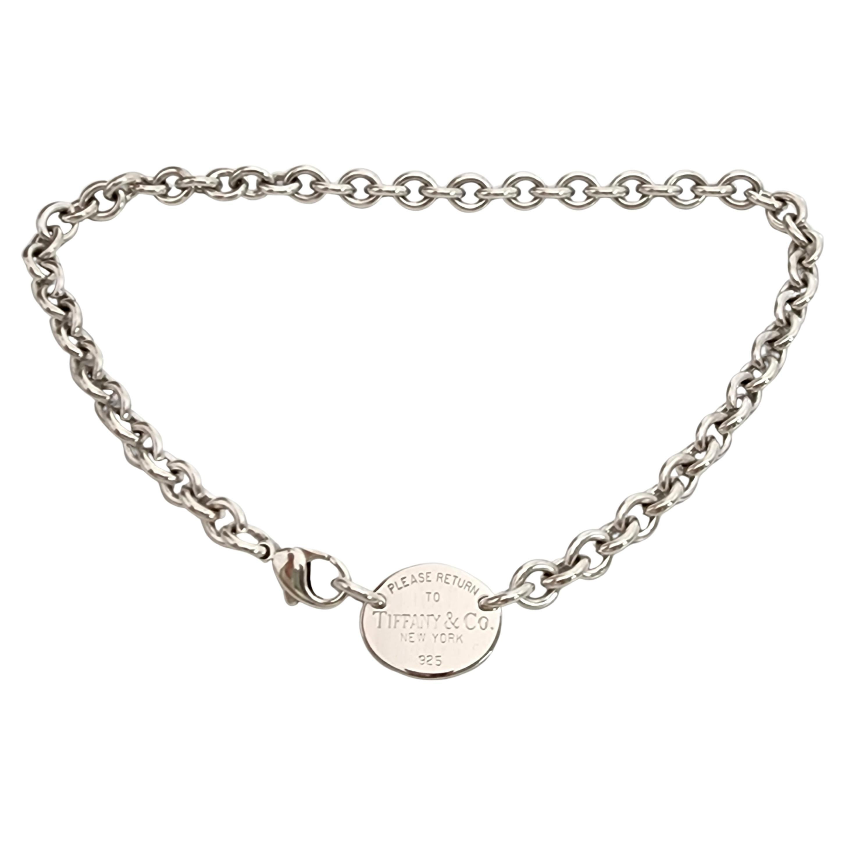 Tiffany & Co Sterling Silver Return To Tiffany Rolo Choker Necklace 15 | 1stDibs