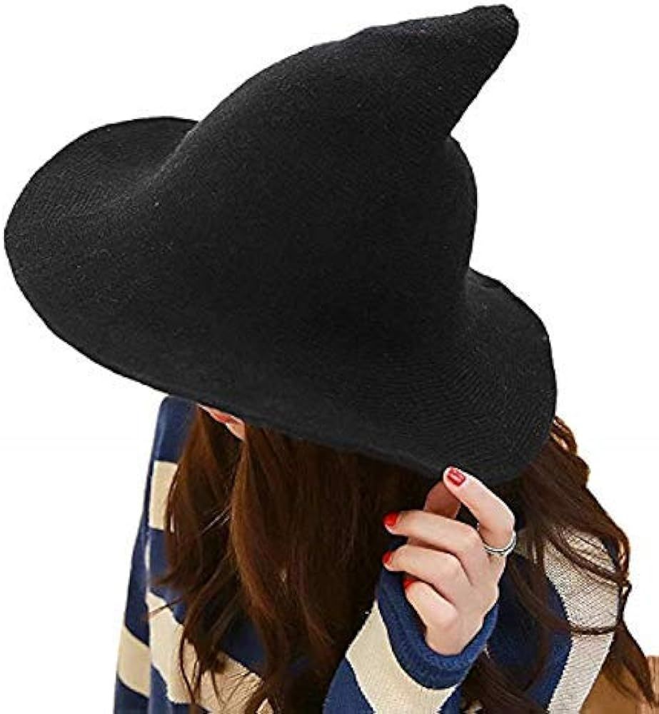 Hozzi Women's Halloween Witch Hat Wool Knitted Cap for Party Cosplay Costume Accessory | Amazon (US)
