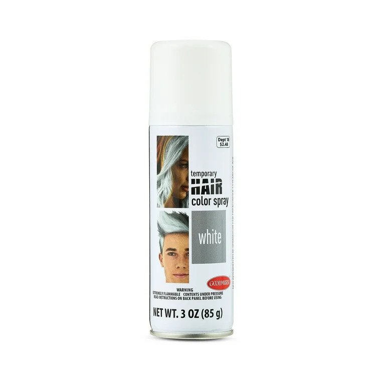 Halloween Temporary Hair Color Spray, White, 3 oz, by Goodmark | Walmart (US)