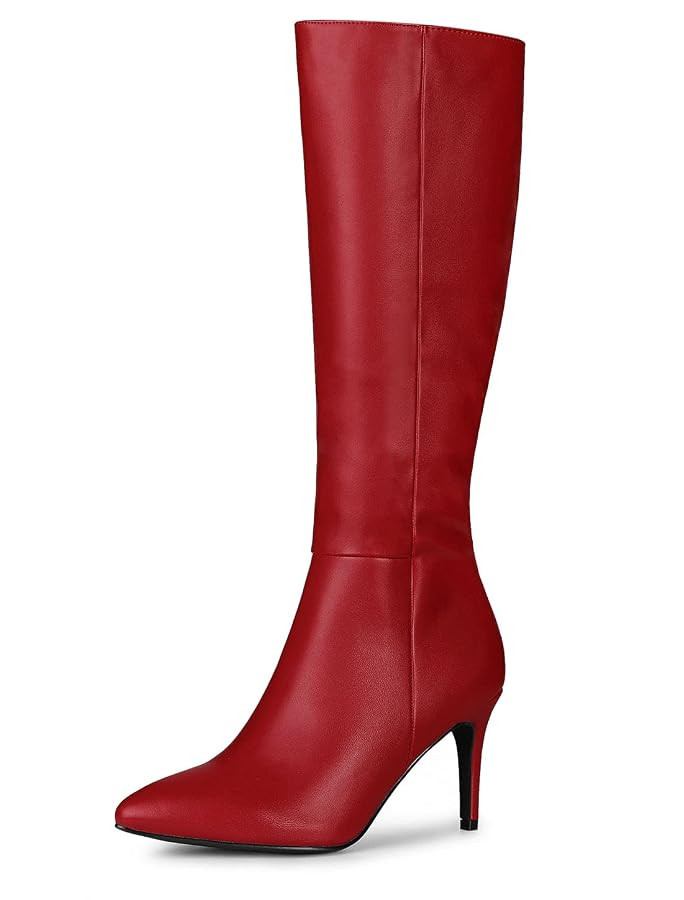 Allegra K Women's High Heels Pointed Toe Stiletto Heel Knee High Boots | Amazon (US)