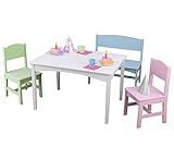 KidKraft Nantucket Wooden Table with Bench and 2 Chairs, Multicolored, Children's Furniture - Pastel | Amazon (US)