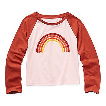 Arizona Little & Big Girls Round Neck Long Sleeve Graphic T-Shirt | JCPenney