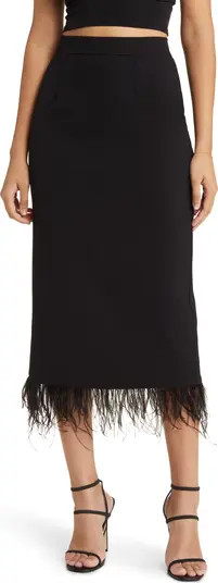 WAYF Kismet Feather Trim Midi Skirt | Nordstrom | Nordstrom