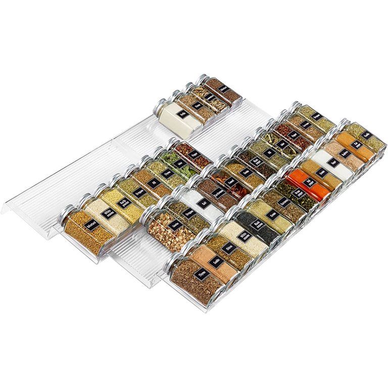 Lifewit Spice Rack Organizer Spice Drawer Organizer Plastic Adjustable 4 Tiers, Set of 8, Clear | Walmart (US)