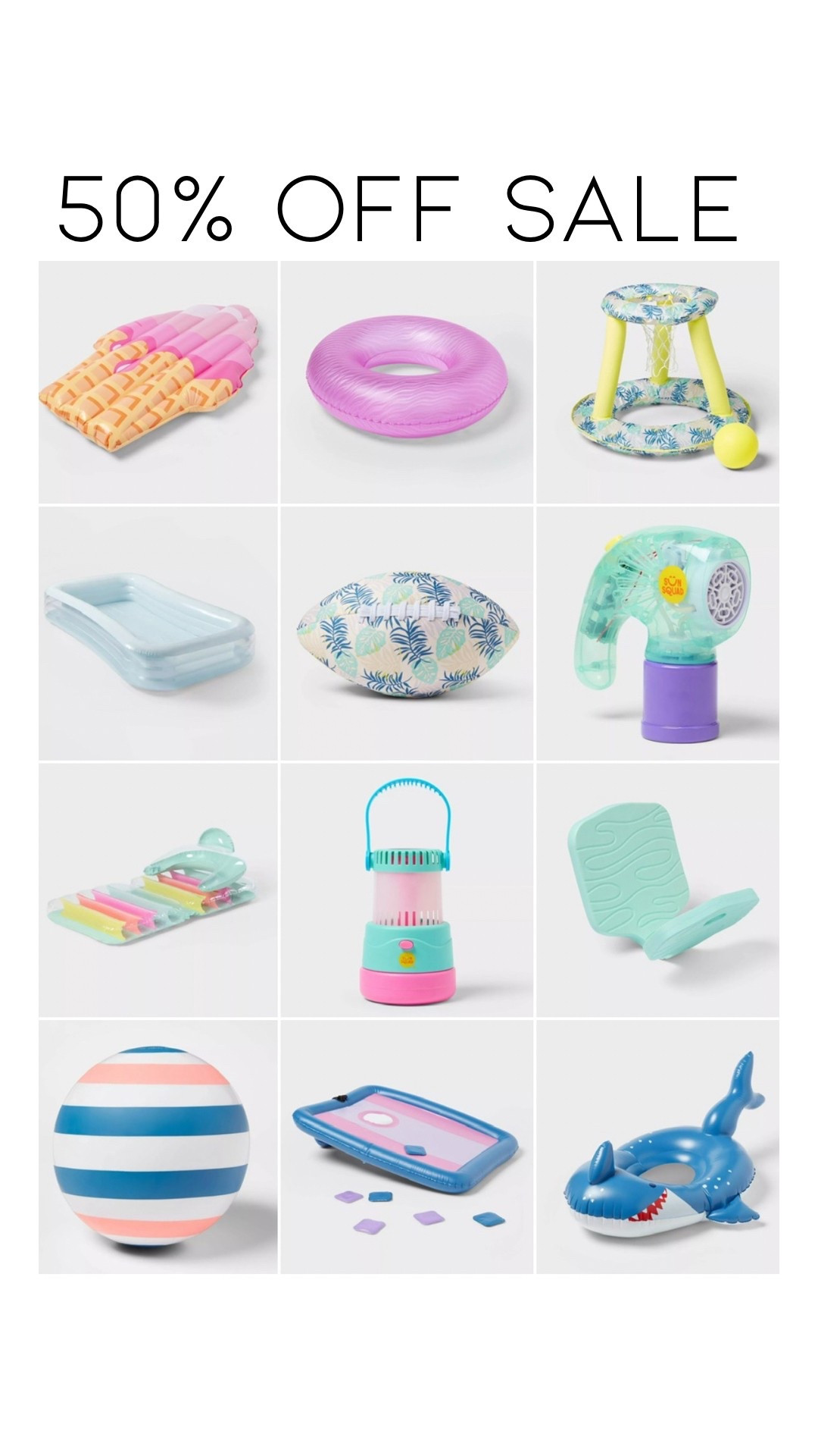 All of these are 50% off at target this week, sun squad has so many cute things and you cannot beat the price! Pool rafts and toys, bubble makers, basketball, hoops, swimming pools, so many things perfect for summer!

#LTKParties #LTKFamily #LTKSaleAlert