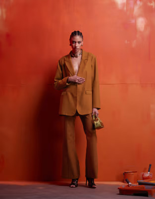 ASOS DESIGN oversized suedette blazer in rust | ASOS (Global)