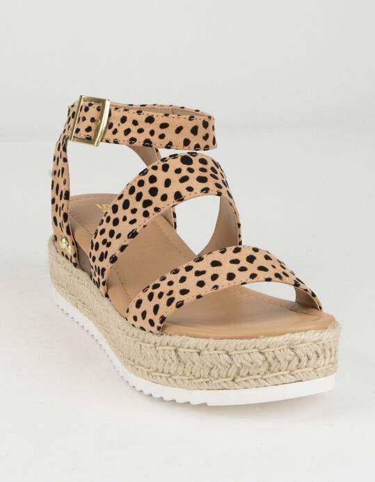 SODA Ankle Banded Womens Leopard Espadrille Flatform Sandals | Tillys