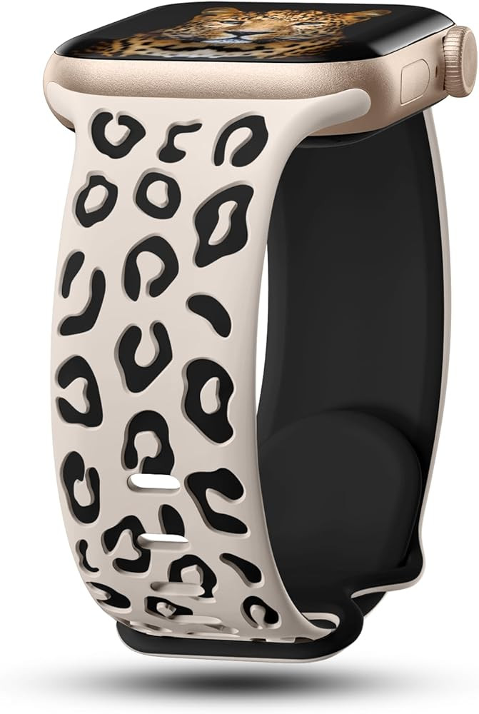CreateGreat Engraved Leopard Bands Compatible with Apple Watch Band 40mm 41mm 38mm 42mm 44mm 45mm... | Amazon (US)