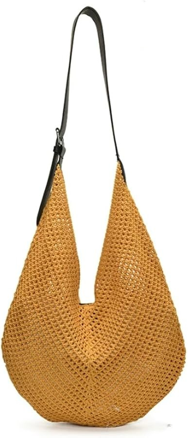 Slouchy Crochet Tote Bag for Women Mesh Summer Beach Purse 2025 Boho Knitted Shoulder Bag Adjusta... | Amazon (US)