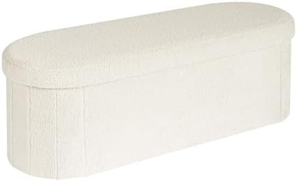 PINPLUS Storage Ottoman Bench Tufted Oval Ottomans Bench Foot Rest, Chest Box Velvet Bench with S... | Amazon (US)