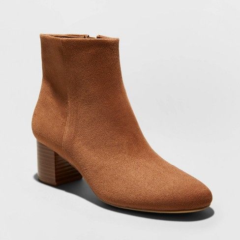 Women's Kina Microsuede Heeled Ankle Bootie - A New Day™ | Target