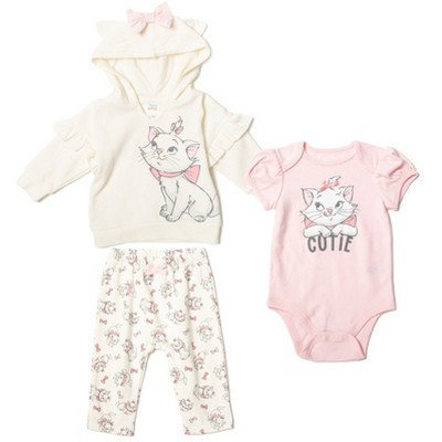 Disney The Aristocats Marie Newborn Baby Boy or Girl Fleece Hoodie Bodysuit Pants Pink / White Newborn | Target