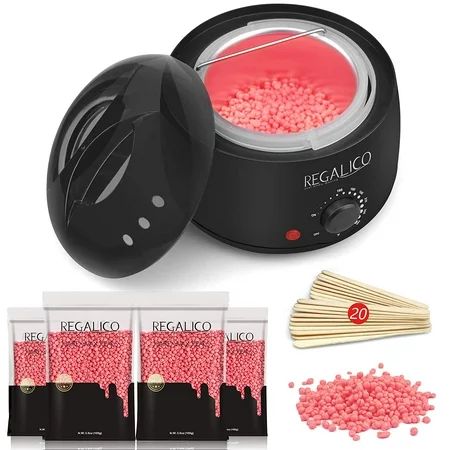 Waxing Kit for Women, Regalico Wax Warmer with 4 Bags Painless Hard Wax Beans Hair Removal Kit (3.5o | Walmart (US)
