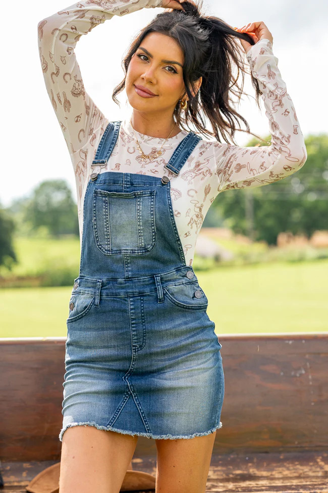 Kalani Denim Overall Dress | Pink Lily
