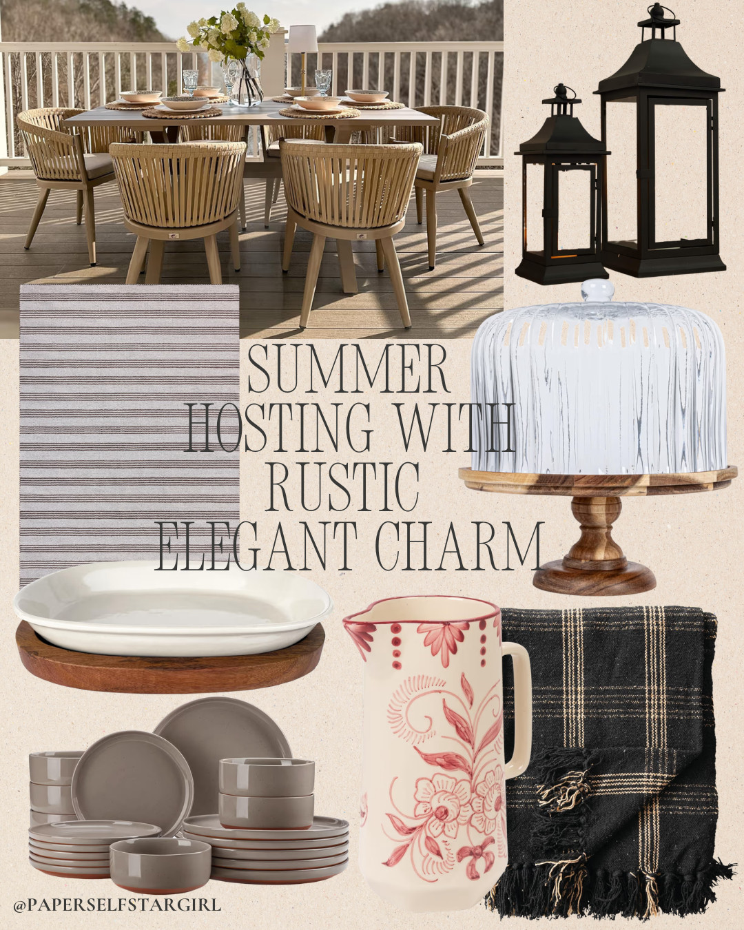 Amazon rustic charming backyard hosting mood. 🌿 The kind of summer patio setup that feels warm, gathered, and effortlessly beautiful. Think slow dinners outside, soft evening air, candlelit conversation, cozy layers after sunset, and that rustic-elegant charm that makes your backyard feel like a little countryside escape. 

Add to cart before your summer hosting era sells out. 🍅✨

#LTKSeasonal #LTKHome #LTKfoodie