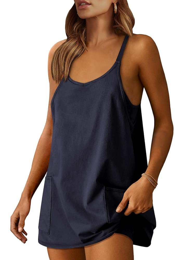 ANRABESS Women Athletic Dress Summer Tennis Workout Active Sports Mini Romper Dress Built in Shor... | Amazon (US)