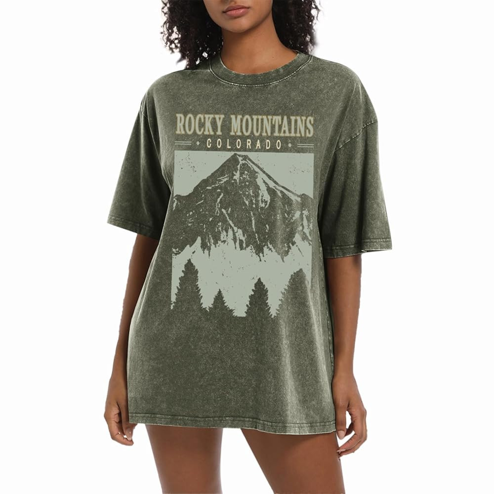 Colorado Mountain Shirt Oversized Retro Tshirts for Women Adventure Hiking Camping Shirts Nature ... | Amazon (US)