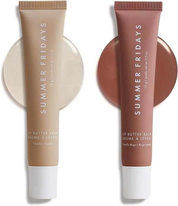 Summer Fridays Tinted Lip Butter Balm Gift Set - Conditioning Vegan Lip Balm for Instant Moisture, Shine & Hydration - Softening & Soothing Skincare - Vanilla & Vanilla Beige (2 Count) | Amazon (US)