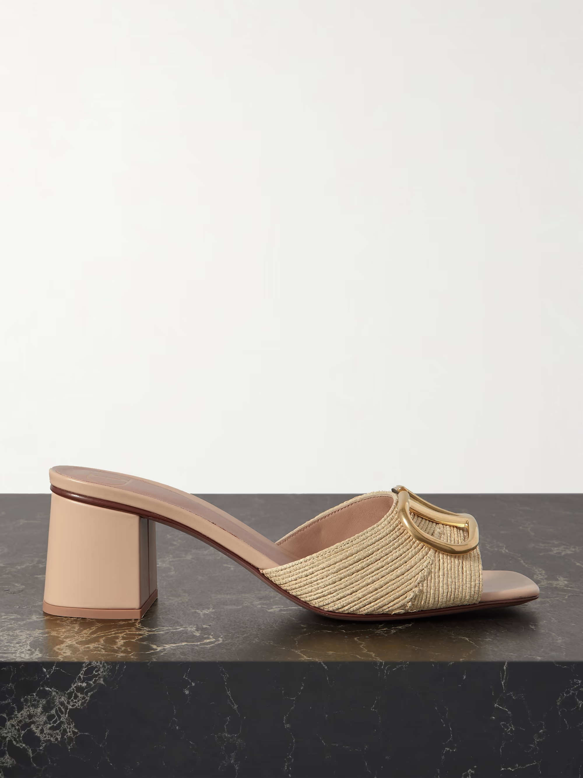 VLOGO 60 embellished woven raffia mules | NET-A-PORTER (US)