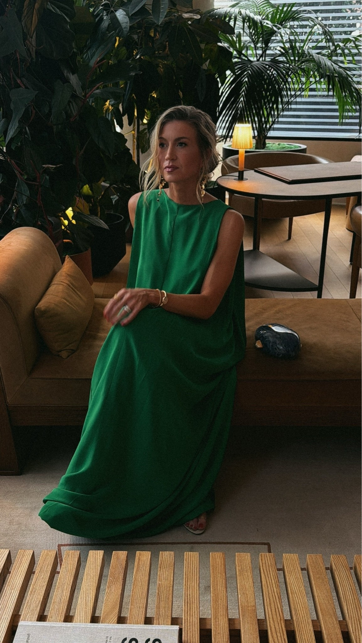 Emerald green silk gown for the LTK NYFW party - fits and drapes like a dream! Runs TTS, wearing XS Clear nude sandals: SO comfortable, run TTS, go with everything. Blue marbled clutch, gold floral drop earrings #LTKgrwm

#LTKNYFW #LTKWedding