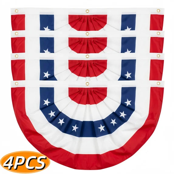 American Flag Bunting For Outside,4pcs USA Pleated Fan Flag 1.5x3 FT,4th Of July Bunting Patrioti... | Walmart (US)