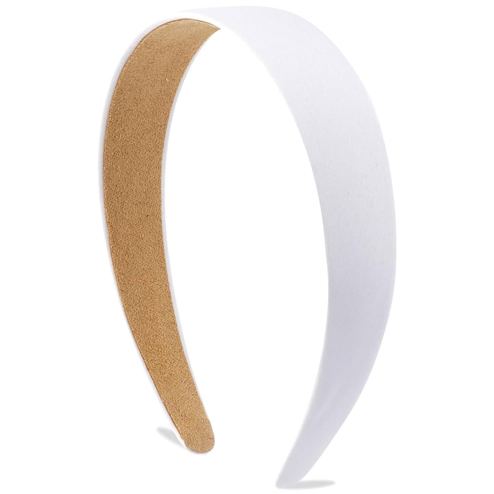 Satin Headbands for Women & Girls - White, 1.18 Inch Wide, Non-Slip Ribbon Hair Bands for Crafts,... | Amazon (US)
