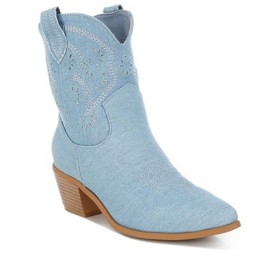 London Rag Womens Nigara Cut Out Detail Denim Cowboy Boots 9.5 | Target