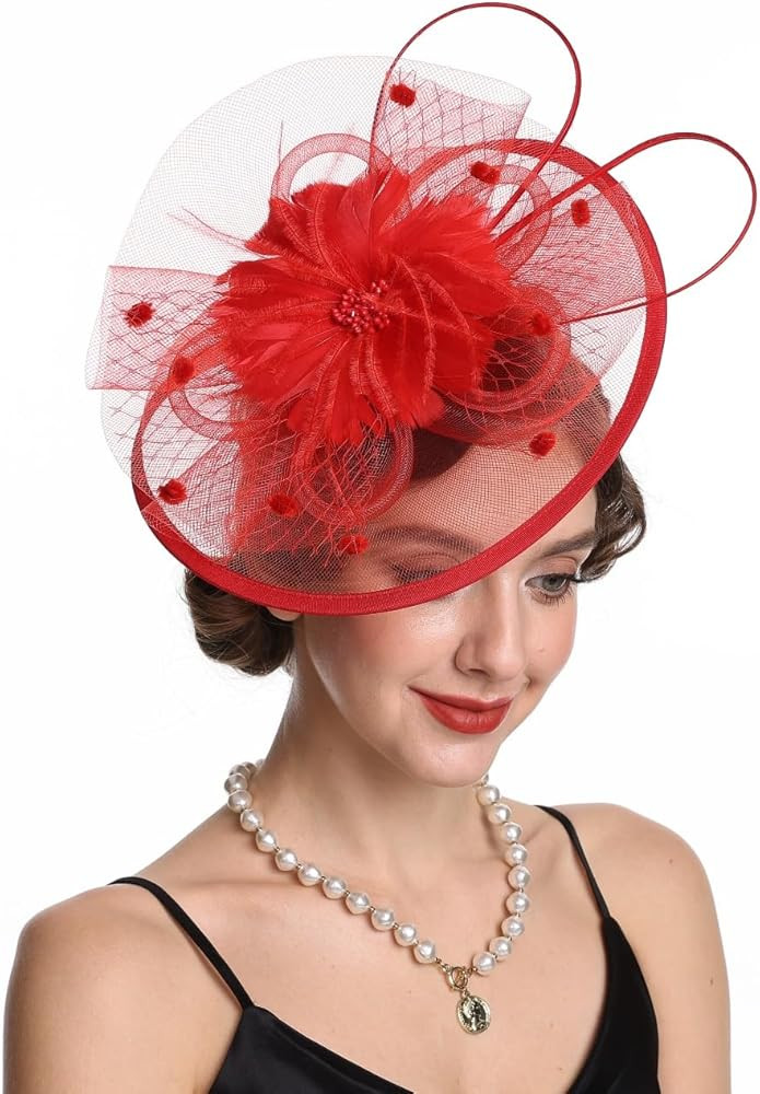 Fascinators Hat Tea Party Vintage Feather Fascinator with a Headband and a Clip for Girls and Wom... | Amazon (US)