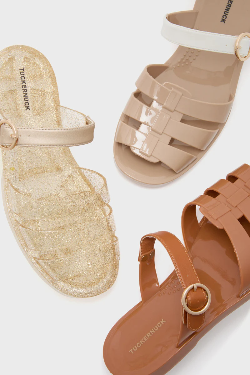 Champagne Glitter Riley Jelly Sandals | Tuckernuck (US)
