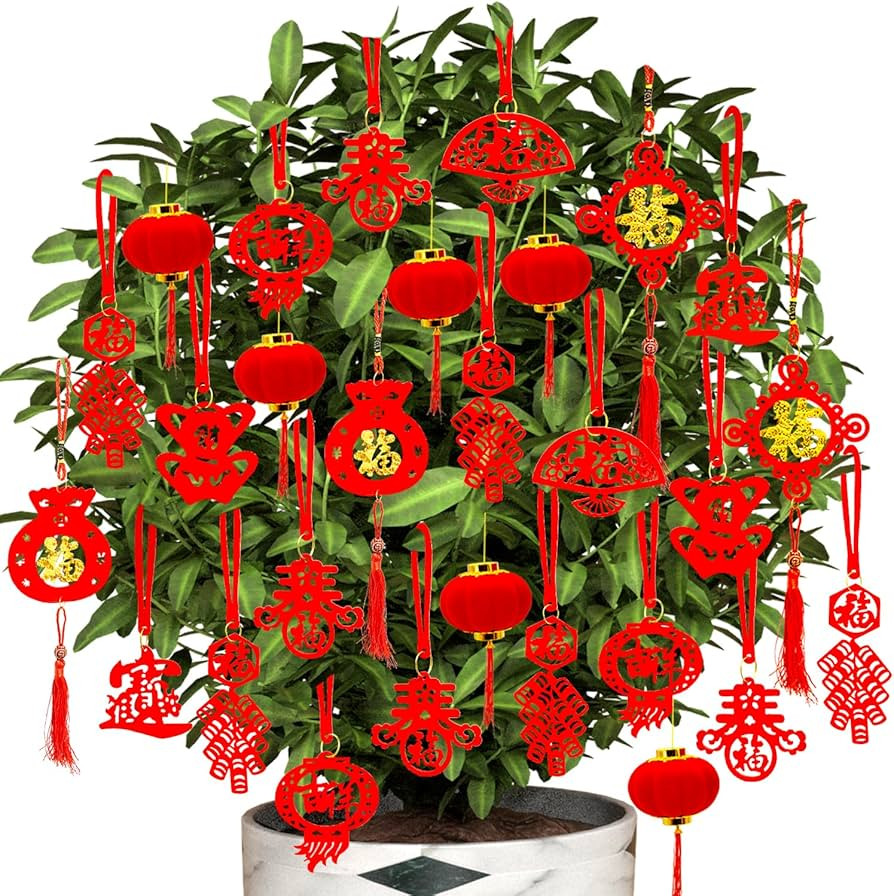 Amazon.com: Doumeny 58PCS Chinese New Year Decorations Set 2025 Spring Festival Mini Hanging Snak... | Amazon (US)