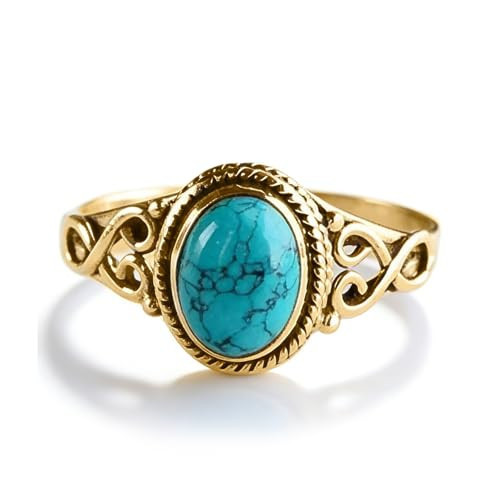 Uunuuo Turquoise Statement Rings for Women Western Gold Stackable Knuckle Wedding Party Fashion Jewelry Gifts | Amazon (US)