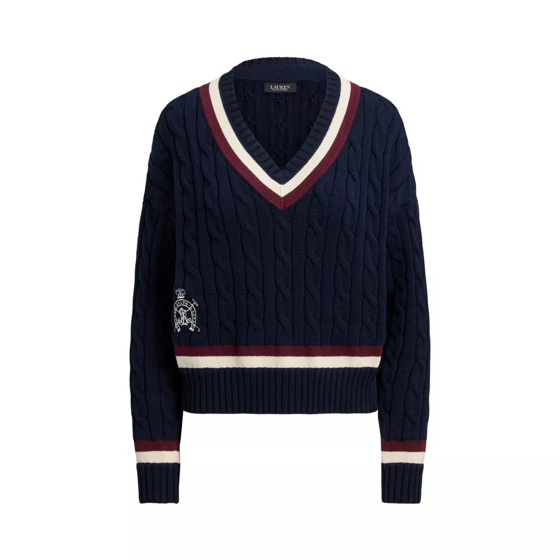 Lauren by Ralph Lauren Women's Real Leather Knitted Crew Neck Jumper | House of Fraser UK