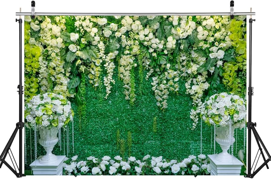 LYCGS 7X5FT Green Floral Leaves Backdrop Wedding Backdrop Birthday Party Backdrop Baby Shower Bac... | Amazon (US)