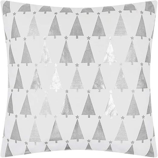 Amazon.com: JWH Xmas Trees Pillow Covers Decorative Christmas Throw Pillow Silver Print Stars Acc... | Amazon (US)