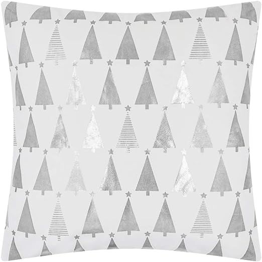 Amazon.com: JWH Xmas Trees Pillow Covers Decorative Christmas Throw Pillow Silver Print Stars Acc... | Amazon (US)