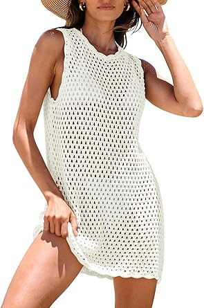 ANRABESS Womens Swimsuit Cover Up Sleeveless Knit 2026 Summer Outfits Swimwear Bathing Suit Cover... | Amazon (US)