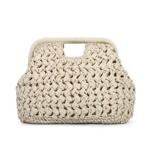 Fecialy Straw Clutch Purse for Women Summer Beach Woven Bags Straw Top Hanlde Handbags Vacation C... | Amazon (US)